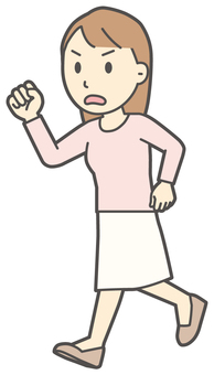  ロングヘア女性-454-全身 走る,女性,女の子,人物,かわいい,急ぐ,ランニング,運動,マラソン,ジョギングのイラスト素材