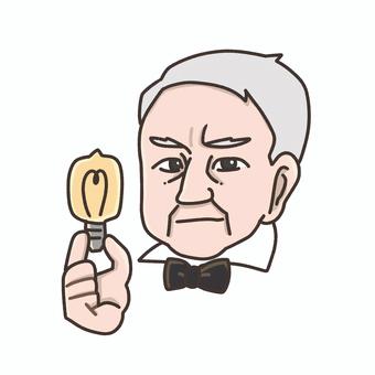 エジソン エジソン,偉人,発明家,電球,白髪のイラスト素材