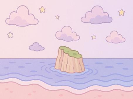 ポツンと小島が浮いている