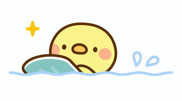 ビート板で泳ぐひよこ