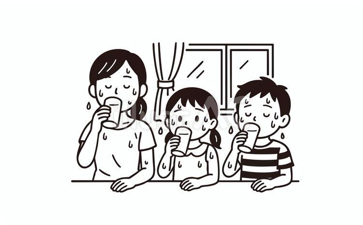 熱中症に注意2 熱中症,暑さ,水分補給のイラスト素材