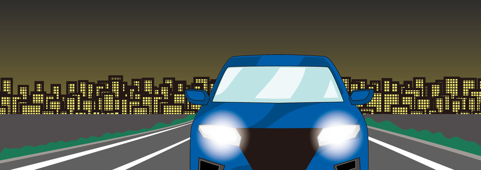 あおり運転 あおり運転,車間距離,危険,ヘッドライト,道路,車,走行,夜,車道のイラスト素材