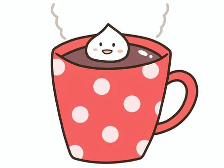 ココア(ホカホカ、レッド) ココア,飲み物,ホットドリンク,ホットチョコレート,冬,ホカホカ,あつあつ,甘い飲み物,ゆるい,ゆるかわいいのイラスト素材