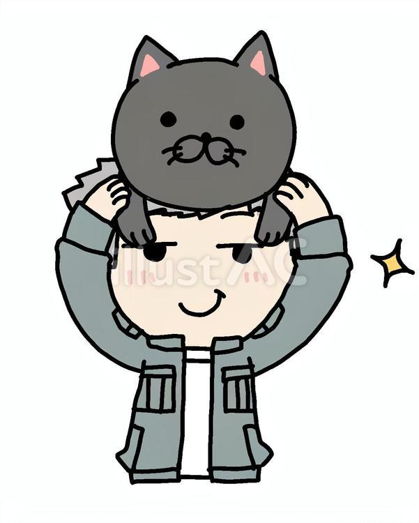 猫をかぶるドヤるおじいさん おじいさん,猫,ドヤるのイラスト素材