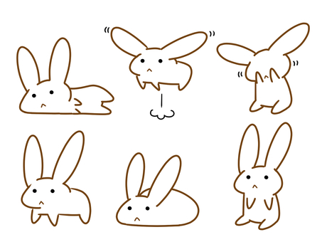 ゆるいうさぎのまいにちセット① うさぎ,かわいい,キャラクター,ゆるい,動物,手描き風,セット,オリジナル,マスコット,うさぎキャラのイラスト素材