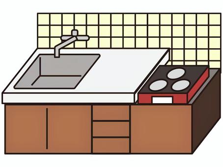 キッチン 台所,キッチン,シンク,流し台,設備,暮らし,料理,家事,コンロ,水道のイラスト素材