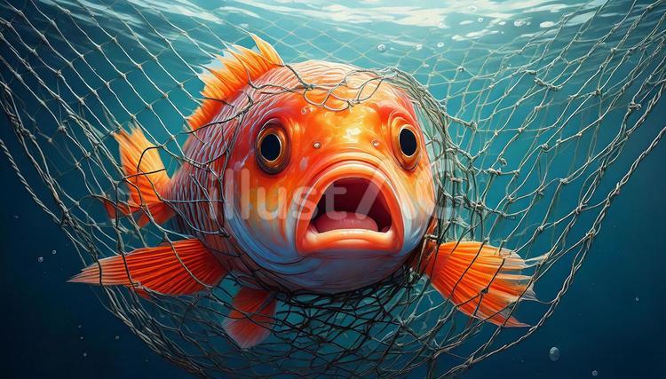 魚の乱獲 魚,漁,網のイラスト素材