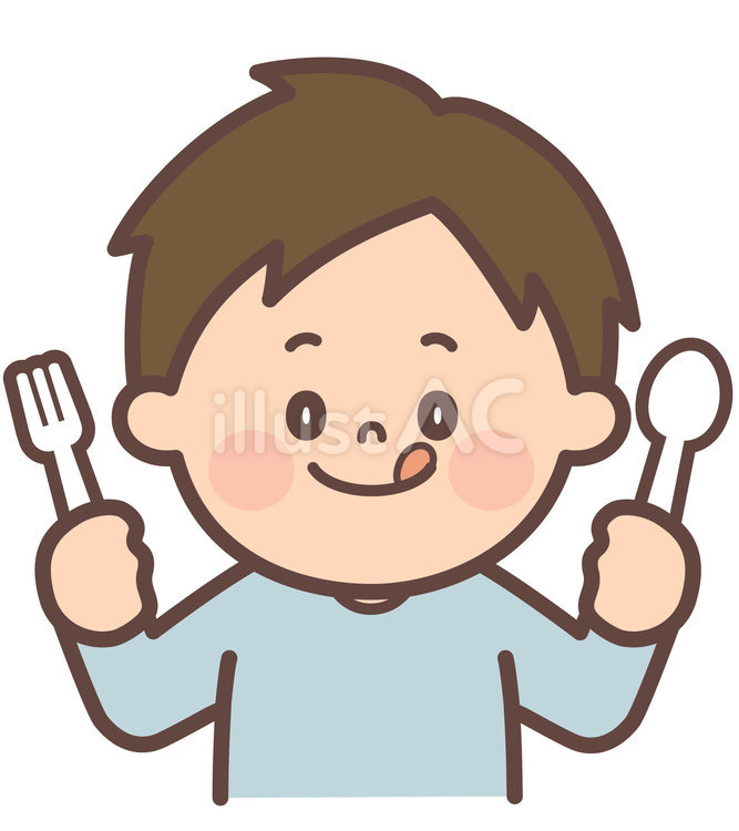 食事をする男の子 食事,食べる,フォークのイラスト素材