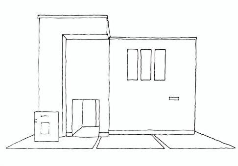 家の外観43 駐車場,装飾,あしらい,素材,会社,家,玄関,一軒家,屋根,戸建てのイラスト素材