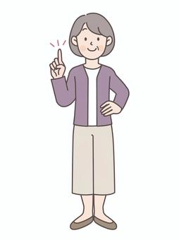 腰に手を当てて指差しするシニア女性_全身 腰に手を当てて指差しするシニア女性_全身 シニア,女性,主婦,高齢者,中高年,お母さん,年配,シルバー,おばあちゃん,50代のイラスト素材