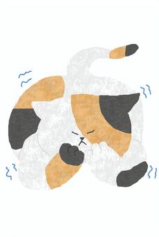 ねこちゃんのポストカード 怖い,ねこ,三毛猫,動物,いきもの,ペット,恐怖,震える,不安,嫌のイラスト素材