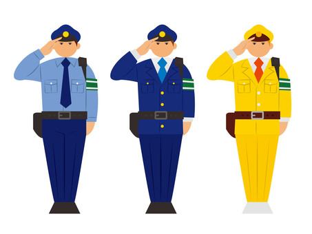 Illustration, a policeman, salute, policemen, 