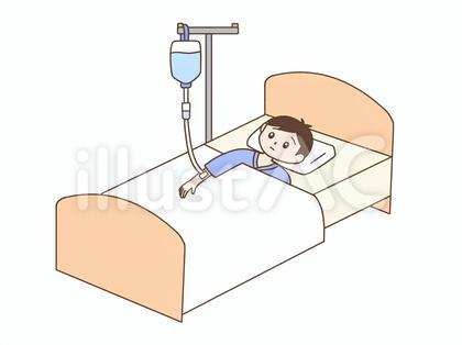 入院して点滴をする男性