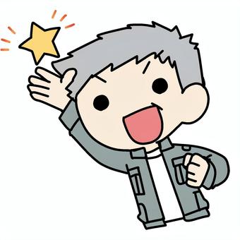 星とお爺さん おじいさん,星,お気に入り,掲げる,上半身,希望,期待,掴む,見せる,運勢のイラスト素材