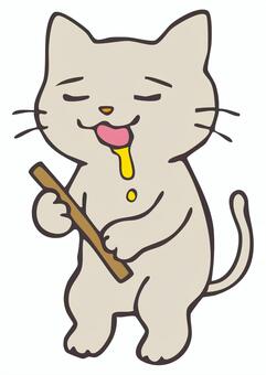 CA_C13_またたびちゅうどく 猫,手描き,動物,日常風景,かわいい,またたび,よだれのイラスト素材