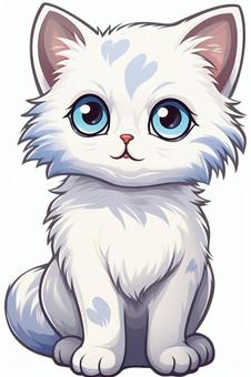 white kitten sticker, , JPG