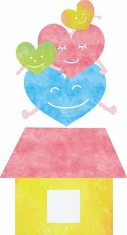 マイホームで暮らすハート マイホーム,家,新築,暮らし,家族,住まい,お父さん,お母さん,子供,女のイラスト素材