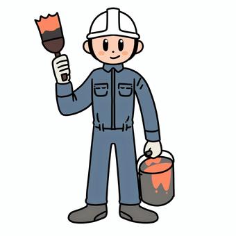 塗装作業　男性作業員 男性,作業員,塗装,ペンキ,工事,職人,ヘルメット,仕事のイラスト素材