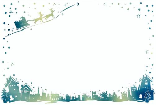 クリスマスタウン・グリーン グラデーション,フレーム,枠のイラスト素材