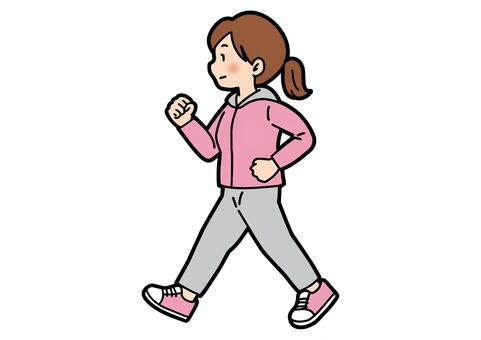 ウォーキングをする女性 ウォーキング,歩く,女性,人物,散歩,有酸素運動,運動,トレーニング,フィットネス,エクササイズのイラスト素材