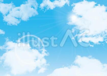 背景青空快晴スカイブルーシンプル白雲水色