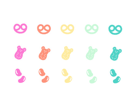 カラフルグミセット グミ,お菓子,カラフル,ワンポイント,かわいい,ピンク,オレンジ,黄色,緑,アイコンのイラスト素材