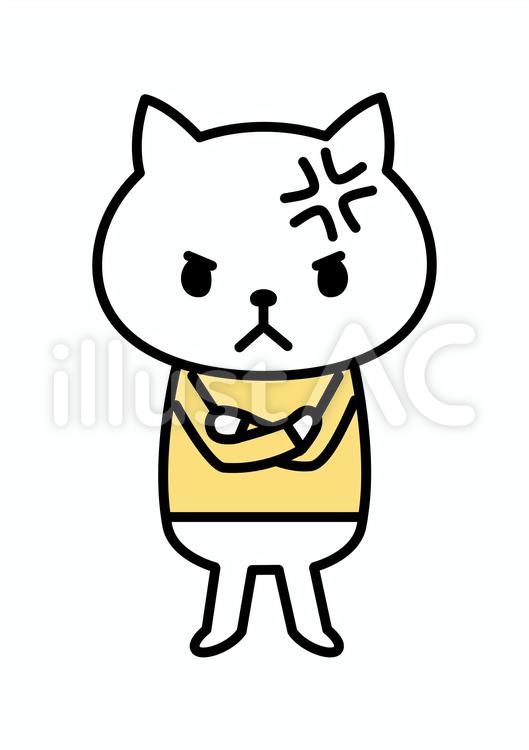 怒っているネコ１ かわいい,動物,猫のイラスト素材