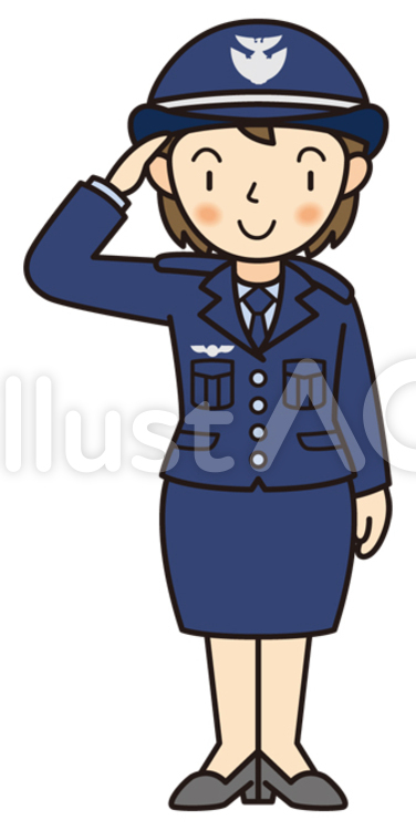 敬礼する航空自衛官（冬服） 敬礼,自衛官,航空自衛隊のイラスト素材
