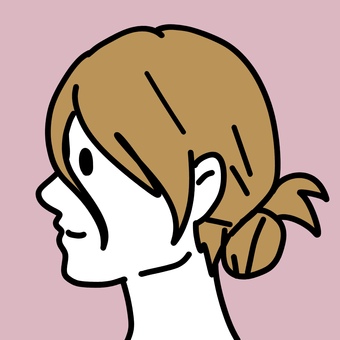 前髪が長いお団子ヘアの女性 横顔,女性,笑顔,お団子,前髪,長い,色白,にっこり,20代,10代のイラスト素材