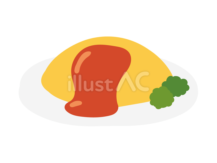 手描きのオムライスのイラスト オムライス,オムレツ,手描きのイラスト素材