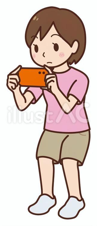 スマホで写真・動画を撮影する若い女性 スマホ,スマートフォン,カメラのイラスト素材