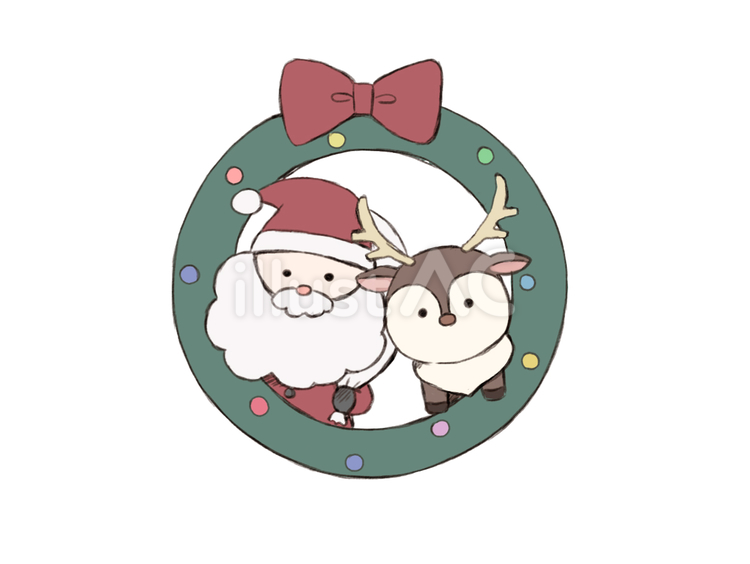 サンタとトナカイ サンタ,トナカイ,クリスマスのイラスト素材