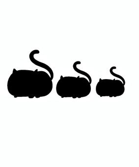 猫　３匹　シルエット 猫,三匹,シルエット,兄弟,黒色のイラスト素材