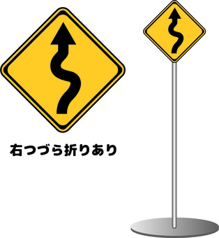 Sign Road sign Right zigzag, , JPG, PNG and AI