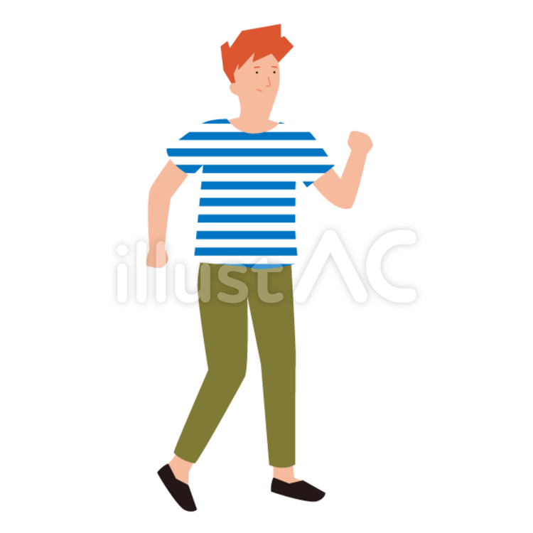ボーダーの男性 ウォーキング,ボーダー,おしゃれのイラスト素材