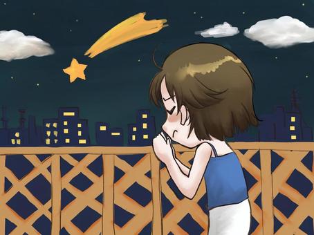 Illustration, shooting star, wish, a prayer, 