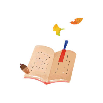 book, acorn and ginkgo, , JPG, PNG and AI