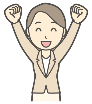  カジュアルスーツ女性-136-バスト ガッツポーズ,会社員,女性,スーツ,ビジネス,仕事,ol,人,大人,ビジネスウーマンのイラスト素材