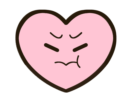 手書き_ハートのキャラクター_03 手書き,キャラクター,ハート,ピンク,怒った,表情,感情,かわいい,マスコット,デフォルメのイラスト素材