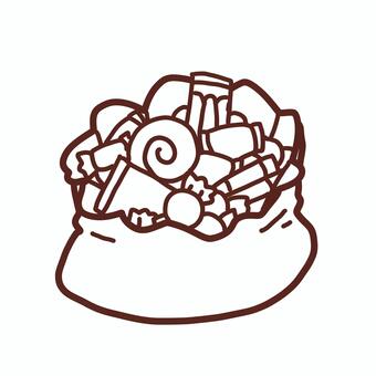 お菓子詰め合わせ_線画 ハロウィン,お菓子,詰め合わせ,10月,イベント,季節,可愛い,シンプル,線画,塗り絵のイラスト素材