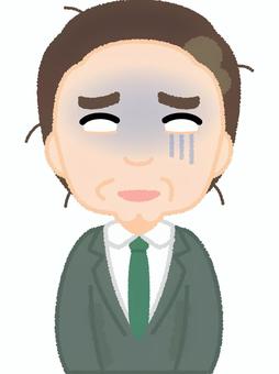 中年男性どん引き 男性,どん引き,引く,蒼白,青ざめる,ぼさぼさ,白目,中年,おじさん,スーツのイラスト素材
