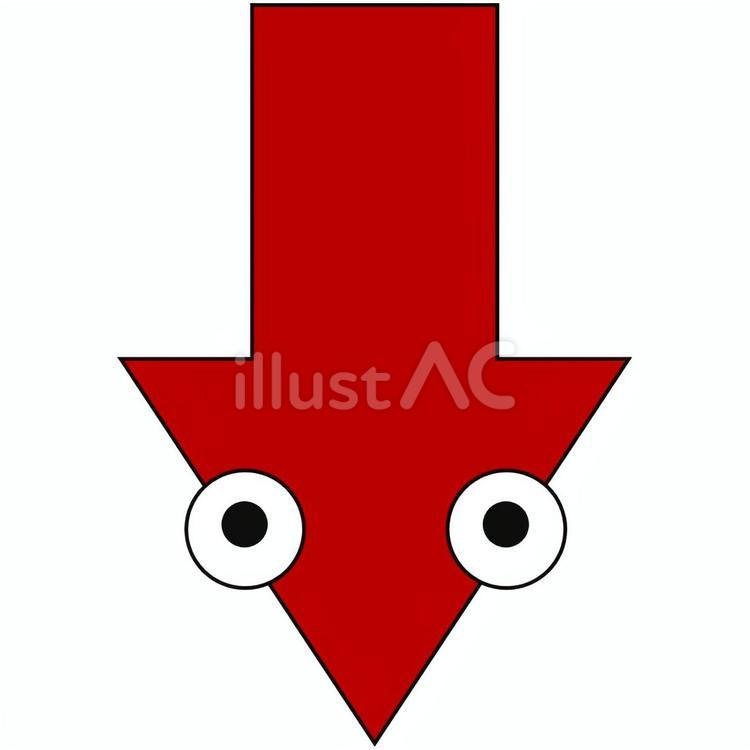 目玉が可愛い矢印　下 矢印,方向,下矢印のイラスト素材