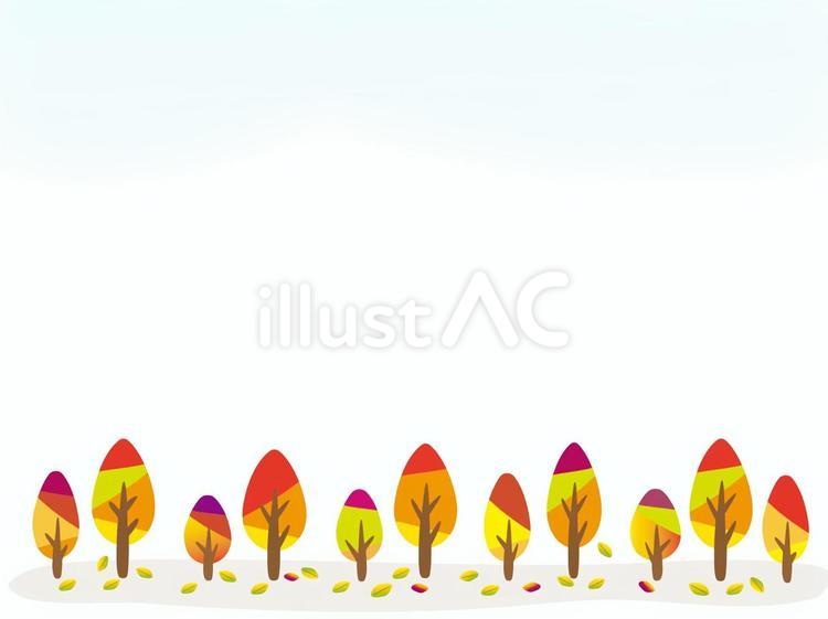 秋の風景フレーム（紅葉色） バナー,ポストカード,秋のイラスト素材