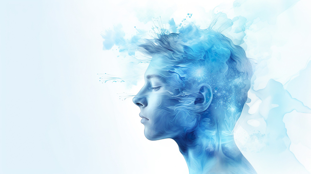 瞑想するイメージの人物の横顔のイラスト