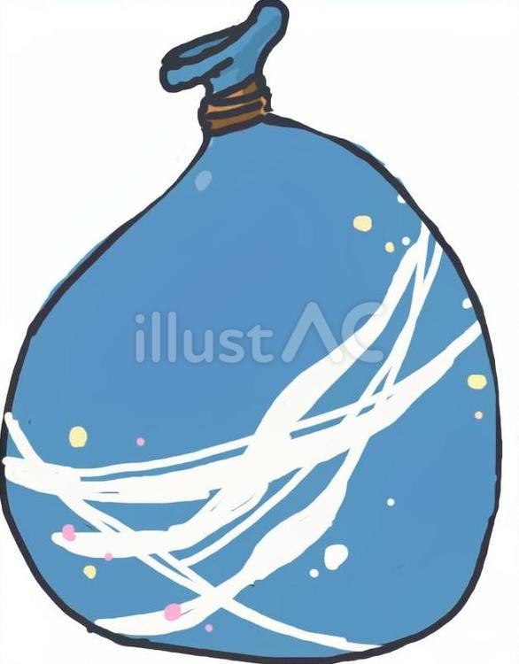 アニメ風の水風船　水色 水風船,夏祭り,輪ゴムのイラスト素材