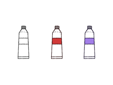 絵の具(ホワイト・レッド・パープル) 絵の具,文房具,学校,勉強,ホワイト,レッド,パープル,手描きのイラスト素材