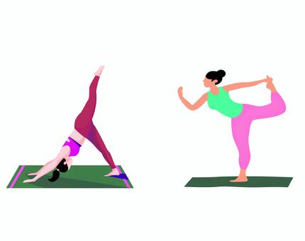 ヨガ 0148 ヨガ,女性,ポーズ,ストレッチ,運動,フィットネス,スポーツ,マット,柔軟,健康のイラスト素材