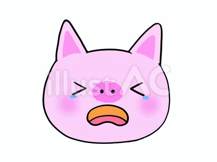 ブタ　泣く 悲しむ,泣く,家畜のイラスト素材