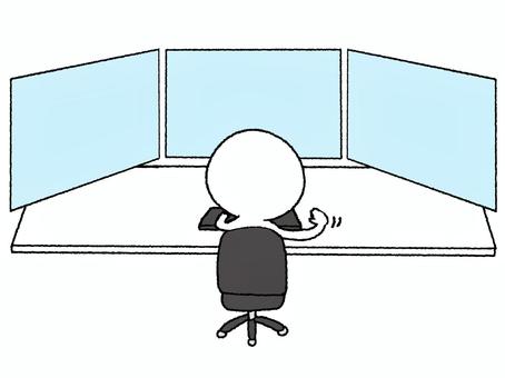 モニター シルエット,モニター,作業,スペース,椅子,お知らせ用,宣伝用,pop調,手描き,挿絵のイラスト素材