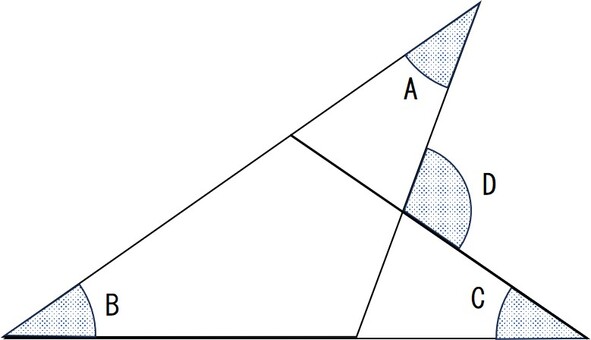 二つの三角形の外角 算数,図形,テスト,中学受験,小学生,三角形,外角のイラスト素材
